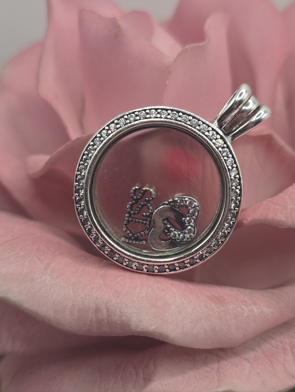 Pandora 925 Ale Floating Locket Locket Pendant And Two Mini Charms Retired